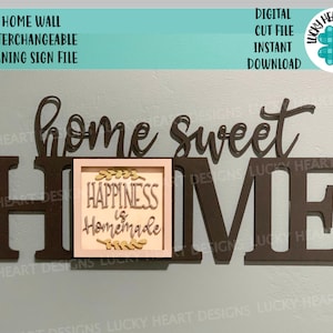 Home Wall Slide In Interchangeable File SVG, Glowforge, LuckyHeartDesignsCo Base