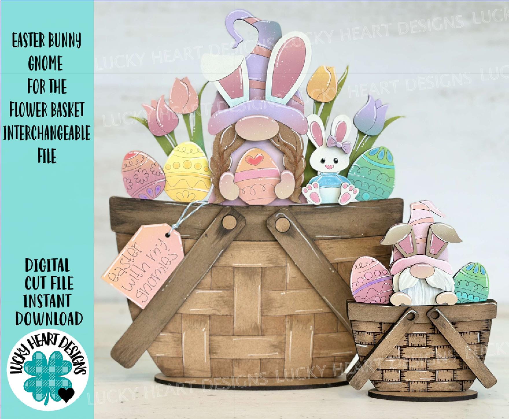 Easter Bunny Gnome for the Flower Basket Interchangeable File SVG, Egg ...