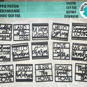 Einfache moderne austauschbare lehnende Zeichendatei, abgestufte Tablett, Glowforge, LuckyHeartDesignsCo