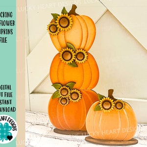 Stacking Sunflower Pumpkins File SVG, Fall Glowforge, LuckyHeartDesignsCo
