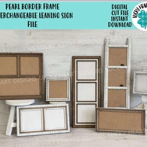 Pearl Border Frame Interchangeable Leaning Sign File SVG, Glowforge, Ladder, Backer, Holiday, Seasonal, Pedestal, LuckyHeartDesignsCo Base