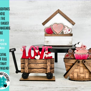 TINY Valentines Bundle für den Blumenkorb austauschbare Datei SVG, (and. original) Floral, Tiered Tablett, Glowforge, LuckyHeartDesignsCo