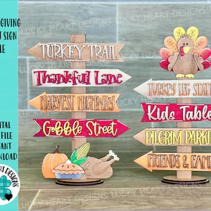 Thanksgiving Street Sign File SVG, Glowforge Pilgrim, Pumpkin, LuckyHeartDesignsCo