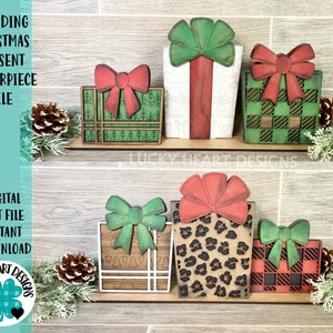 Standing Christmas Presents Centerpiece Complete DIY KIT File SVG, Holiday Hanukkah, Glowforge, LuckyHeartDesignsCo