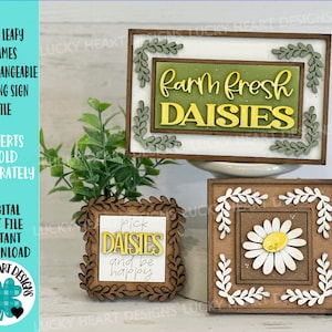 MINI Leafy Frames Interchangeable Leaning Sign File SVG, Rectangle, Tiered Tray Glowforge, LuckyHeartDesignsCo Base