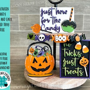 Halloween Candy Quick and Easy Tiered Tray File SVG, Glowforge Tier Tray, LuckyHeartDesignsCO