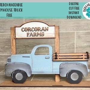 Interchangeable Farmhouse Truck File SVG, Glowforge, LuckyHeartDesignsCo