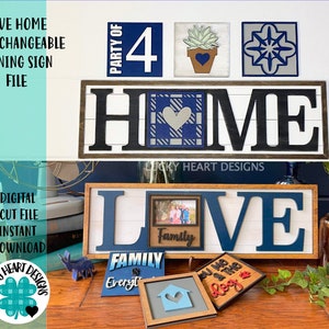 Love Home Interchangeable Leaning Sign File SVG, Glowforge inserts, LuckyHeartDesignsCo Base