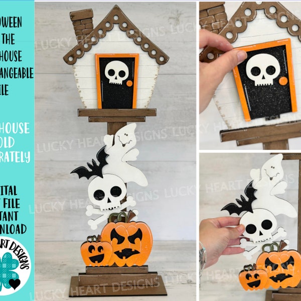 Halloween for the Birdhouse Interchangeable File SVG, Glowforge, Pumpkin Trick or Treat, Ghost Seasonal, Holiday Shapes, LuckyHeartDesignsCo