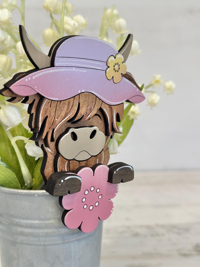 Highland Spring Mug Hugger File SVG, Glowforge Flower, Cow, Farm, Tiered Tray, Tray Decor, Plant Topper, Gift, LuckyHeartDesignsCo image 7