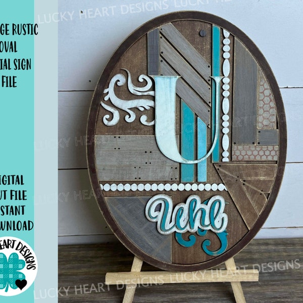 Vintage Rustic Oval File SVG, Glowforge Farmhouse, LuckyHeartDesignsCo