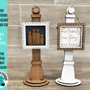MINI Sign Holder Display intercambiabile pendente segno File SVG, vassoio a livelli Glowforge, LuckyHeartDesignsCo