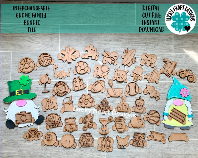 Interchangeable Gnome Family Bundle File SVG, Glowforge ...