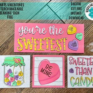 Hearts Valentine Interchangeable Leaning Sign File SVG, Glowforge Tiered Tray, LuckyHeartDesignsCo