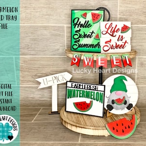 Watermelon Tiered Tray File, SVG, Glowforge Tier Tray Summer