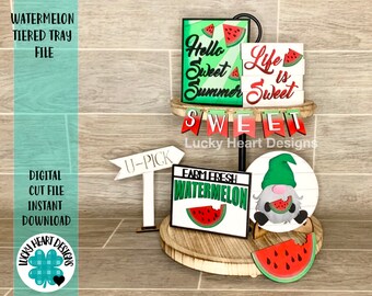 Watermelon Tiered Tray File, SVG, Glowforge Tier Tray Summer