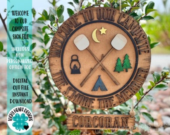 Welcome To Our Campsite Sign File Svg, Glowforge Laser, S'mores Camping,LuckyHeartDesignsCo