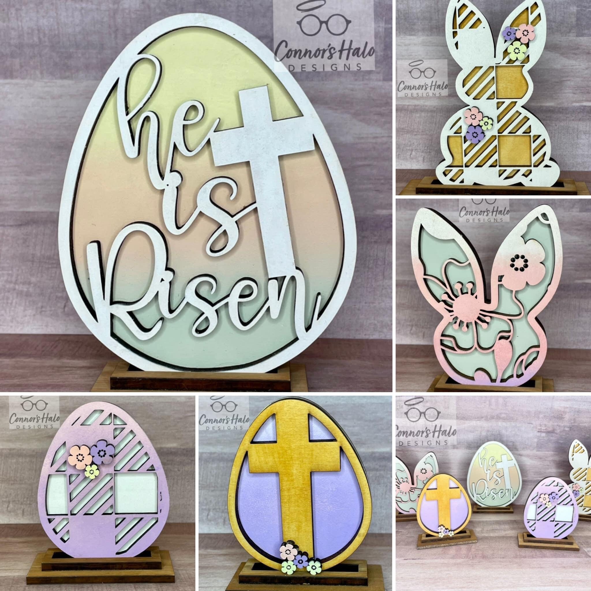 Standing Easter Bunny Egg File SVG Glowforge He is Risen | Etsy