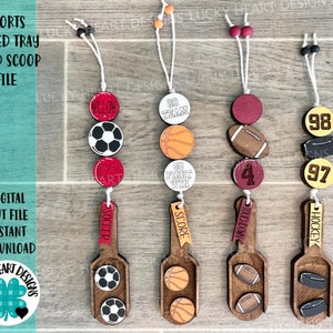 Sports Tiered Tray Wood Scoop File SVG, Glowforge Football Soccer Basketball Baseball Tennis Cheer, LuckyHeartDesignsCo