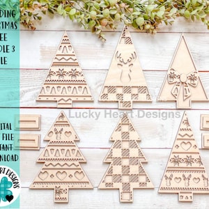 Standing Christmas Tree Bundle 3 File SVG, Holiday Decor Glowforge, LuckyHeartDesignsCo