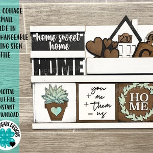 Wall Collage Small Slide In Interchangeable Leaning Sign File, Glowforge, LuckyHeartDesignsCo Base Base
