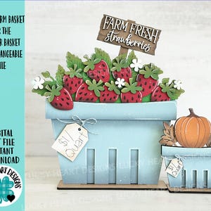 Berry Farm-mand voor de bloemenmand verwisselbaar bestand SVG, TINY, emmer, fruit aardbei gelaagde lade, Glowforge, LuckyHeartDesignsCo