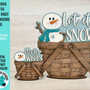 Let It Snow For The Flower Basket verwisselbaar bestand SVG, TINY Winter Snowman Snowflake Frosty gelaagde lade, Glowforge, LuckyHeartDesignsCo