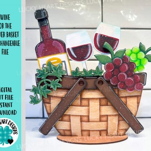 Wijn voor de bloemenmand verwisselbaar bestand SVG, gelaagde lade, Glowforge, LuckyHeartDesignsCo