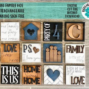 MINI Family Home Interchangeable Leaning Sign File SVG, Tiered Tray Glowforge, LuckyHeartDesignsCo