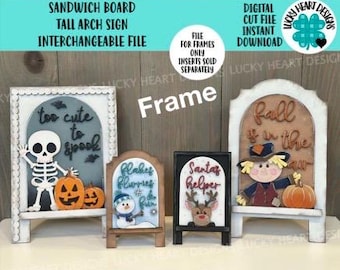 Sandwich Board Tall Arch Sign Interchangeable File SVG, TINY, FRAME only,  Glowforge, Seasonal, Holiday, Tiered Tray LuckyHeartDesignsCo