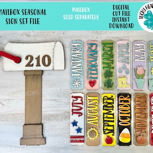 Cassetta postale segno stagionale Set cesto di fiori file intercambiabili SVG, Glowforge, stagionale, forme natalizie, primavera, LuckyHeartDesignsCo