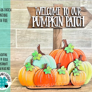 Pumpkin Patch Standing Sign File SVG, Fall Glowforge, Fall, Personalised, Family, LuckyHeartDesignsCo