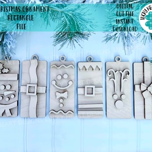 Christmas Ornament Rectangle File SVG, Kids Craft Glowforge, LuckyHeartDesignsCo