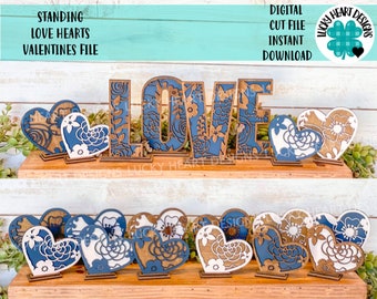 Love & Hearts Standing File SVG, glowforge, valentines day