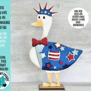 Chapéus de animais de ganso 4 de julho Arquivo de roupa intercambiável SVG, América, Estrela, Liberdade, EUA Camisa Sazonal Feriado Glowforge LuckyHeartDesignsCo