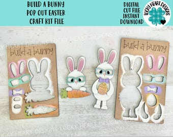 Build A Bunny Pop Out Easter Craft Kit File SVG, Glowforge, Nerdy, Egg, DIY,  LuckyHeartDesignsCo