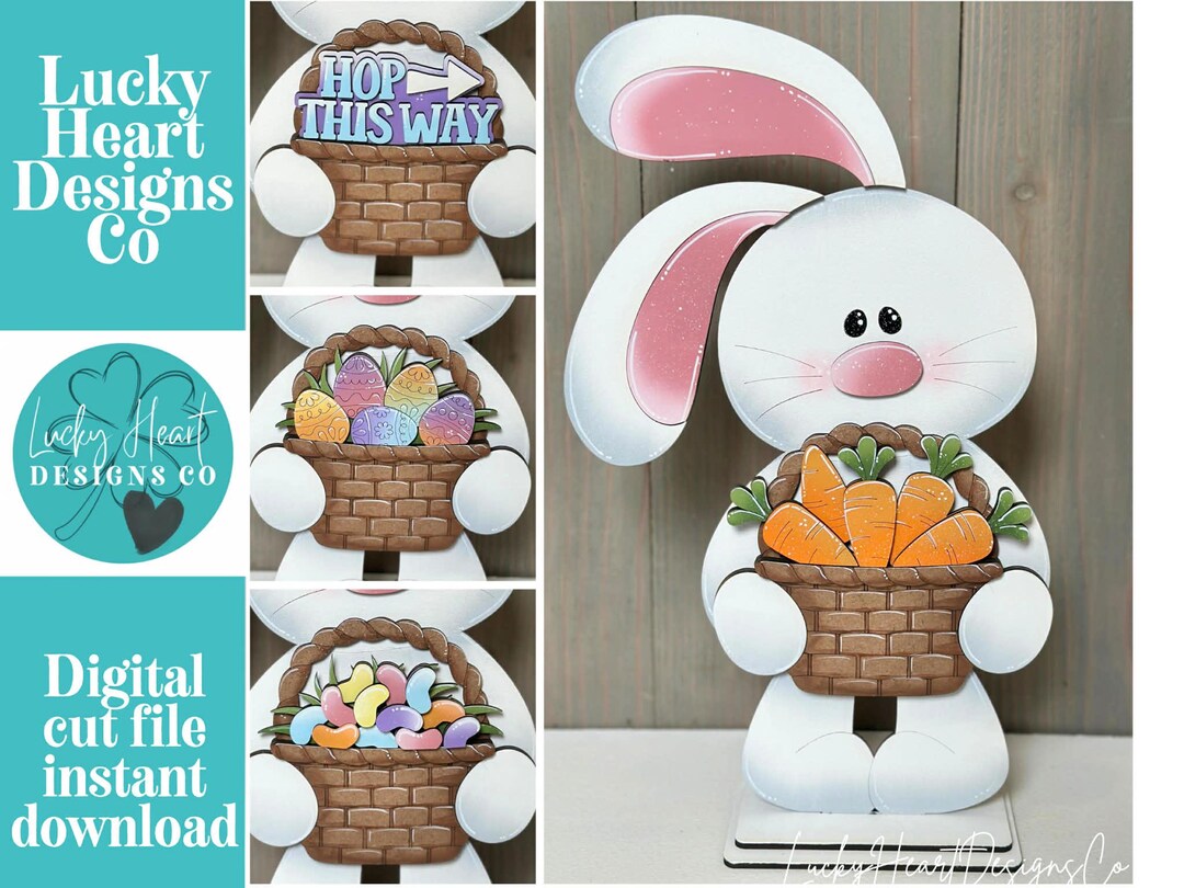Floppy Easter Bunny Standing Flower Basket Interchangeable File SVG ...