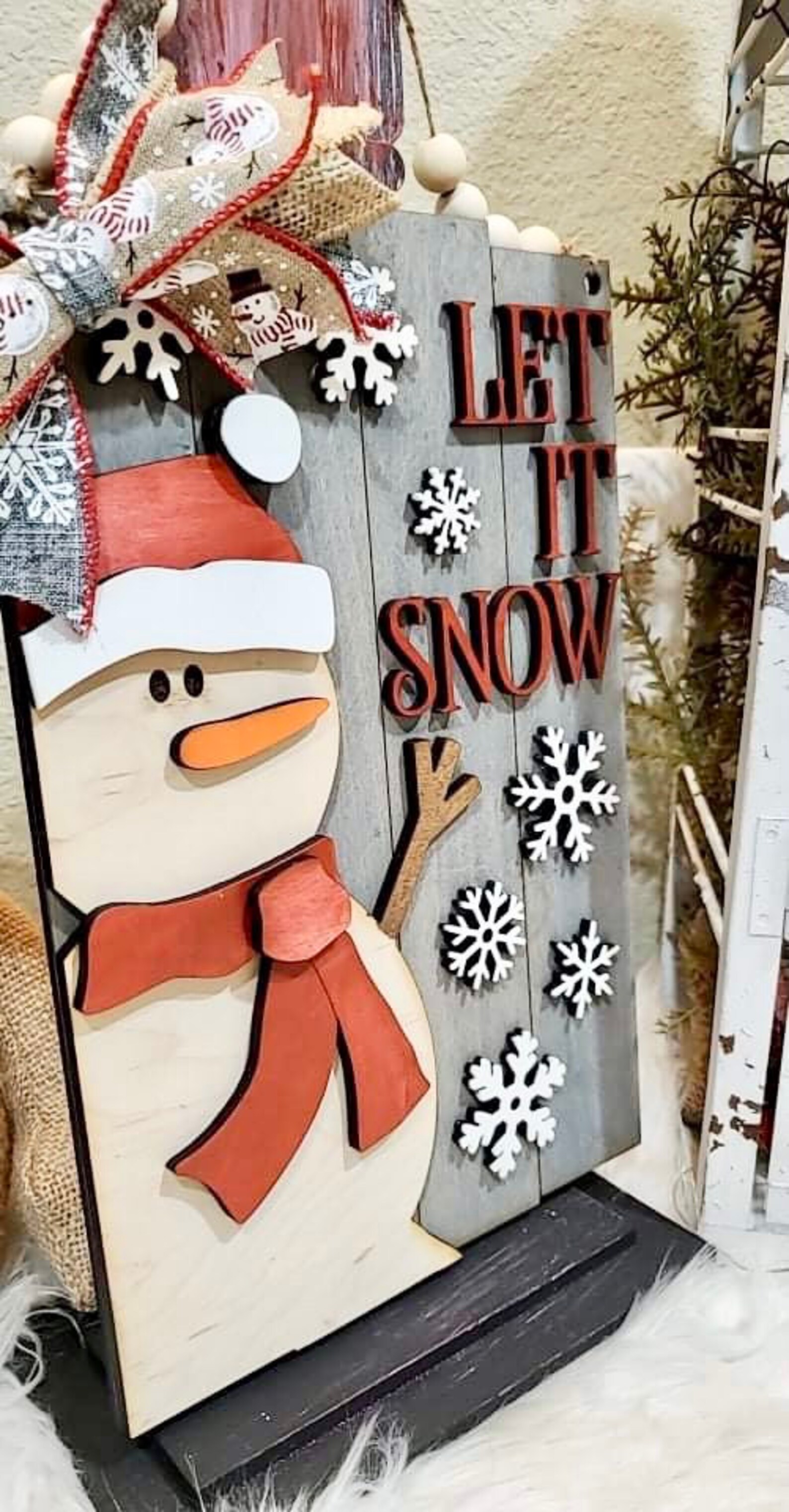 Let It Snow Snowman Door Hanger File SVG, Glowforge Winter ...
