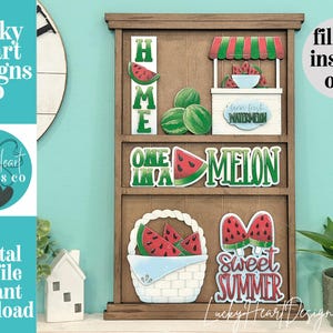Watermelon Wall Collage Shelf Holder Interchangeable Sign File, Glowforge, Spring, Summer, Fruit, Standing, LuckyHeartDesignsCo