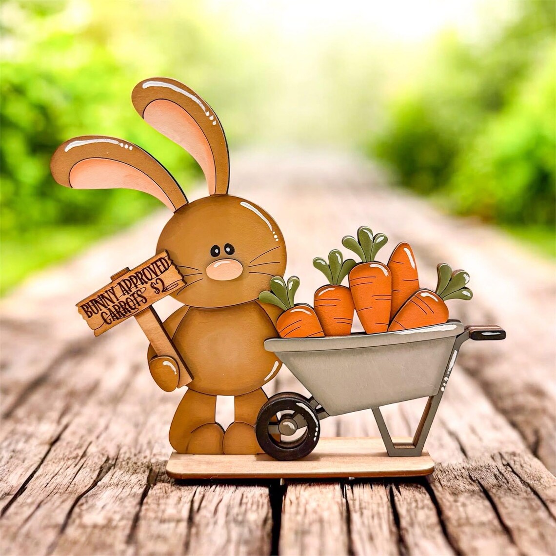 Floppy Easter Bunny Carrots Wheelbarrow Standing File SVG, Glowforge ...