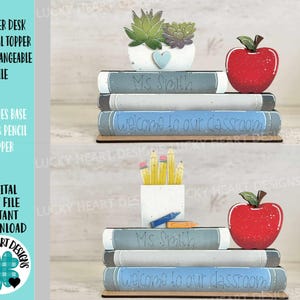Escritorio del profesor Adorno de temporada Letrero inclinado intercambiable Archivo SVG, Glowforge Escuela, Vacaciones, Formas Regalo Personalizado LuckyHeartDesignsCo