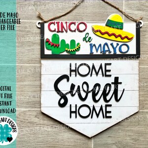 Cinco De Mayo Verwisselbare Banner File SVG, Glowforge, LuckyHeartDesignsCo