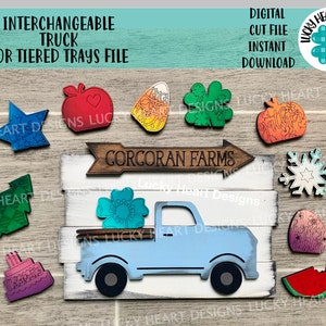Interchangeable Truck For Tiered Truck File SVG, Glowforge Laser, Seasonal Shapes, LuckyHeartDesignsCo