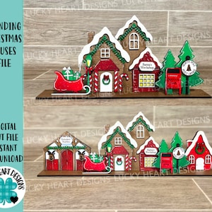 Debout Noël maisons village du père Noël fichier SVG, Glowforge, LuckyHeartDesignsCO