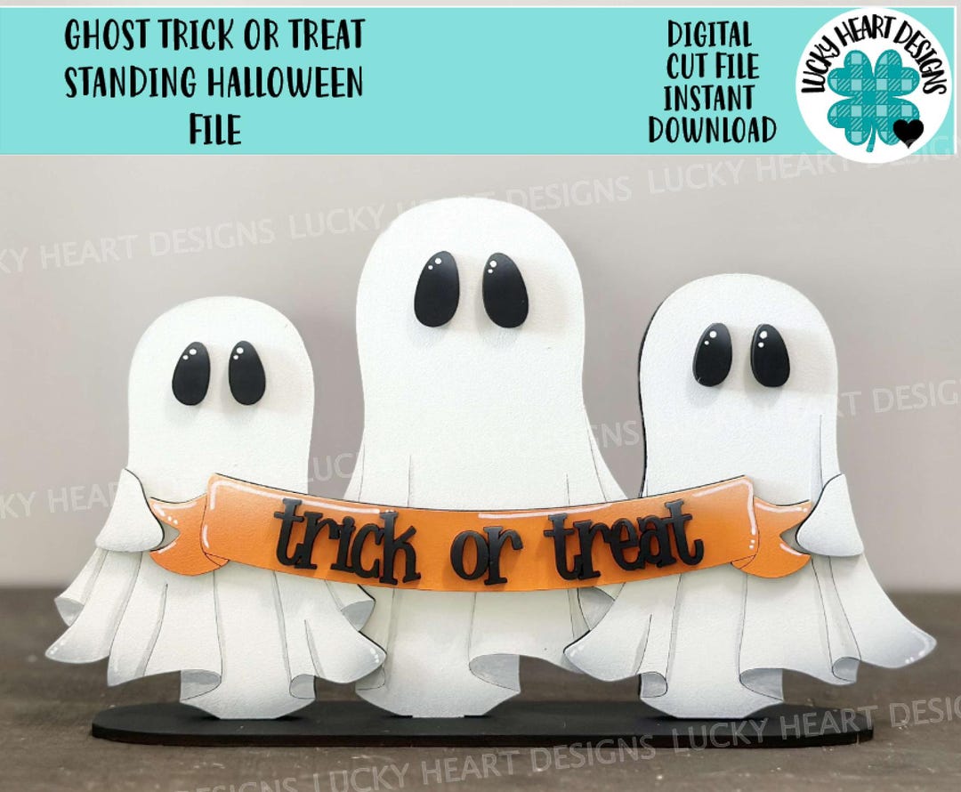 Ghost Trick or Treat Standing Halloween File SVG, Pumpkin, Witch, Jack ...