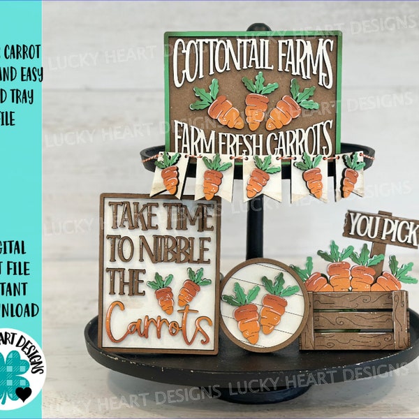 Easter Carrot Quick and Easy Tiered Tray File SVG, Glowforge Easter, LuckyHeartDesignsCo