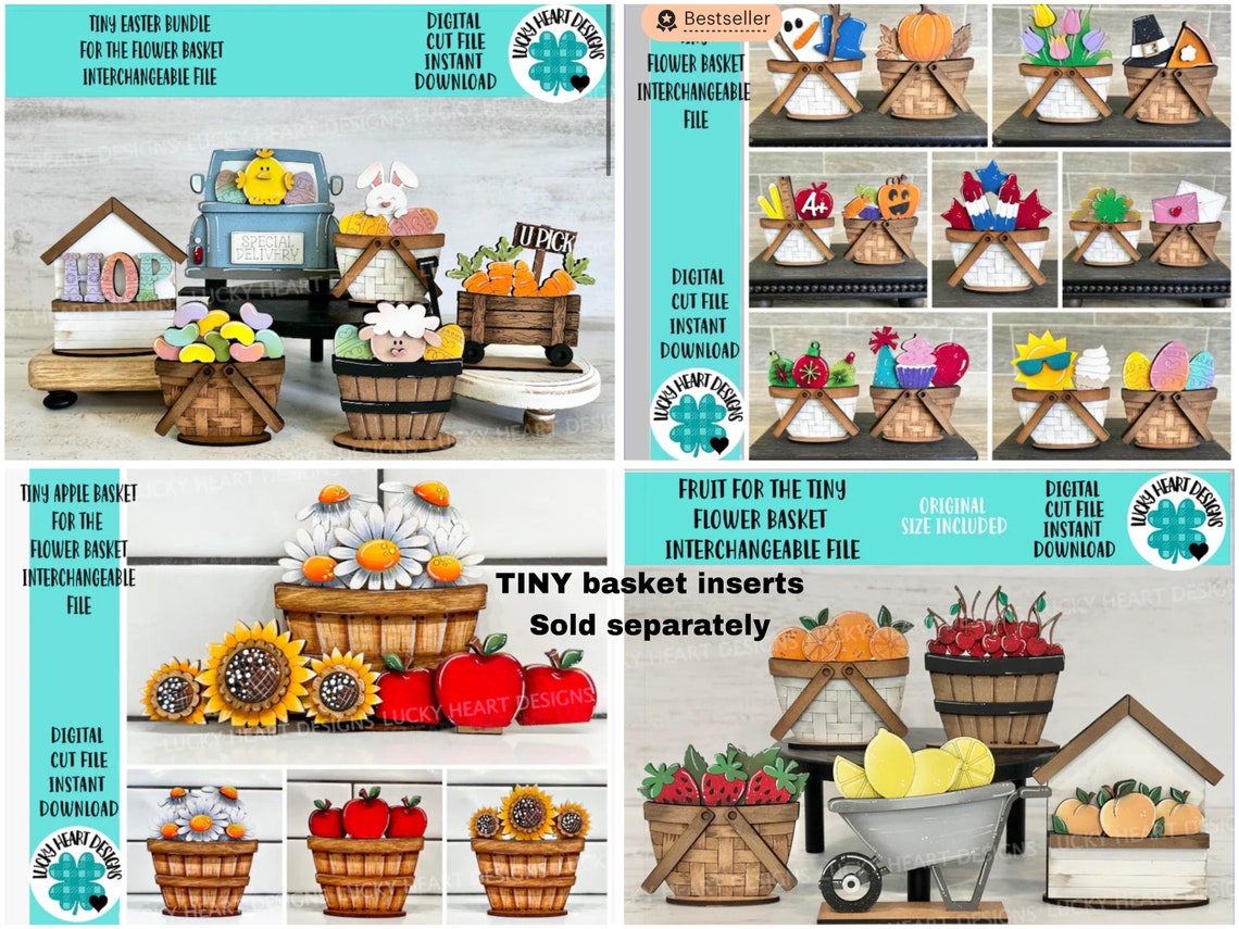 Floppy Easter Bunny Standing Flower Basket Interchangeable File SVG ...