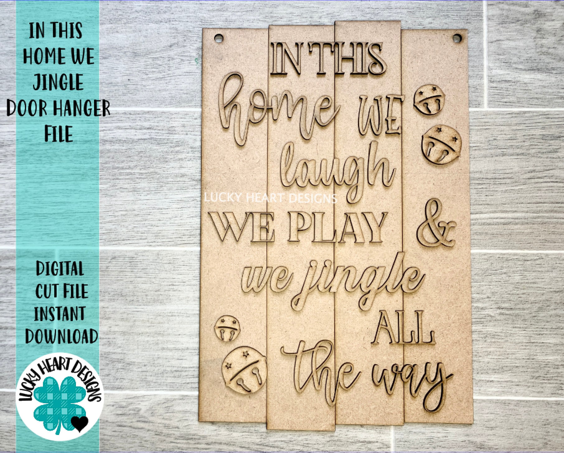 In This Home We Jingle Christmas Door Hanger Sign File SVG, Holiday G…