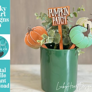 Pumpkin Mug Stick File SVG, Glowforge gelaagde lade, decor lade, boerderij, herfst, patch, pompoenen, plantentopper, cadeau, LuckyHeartDesignsCo