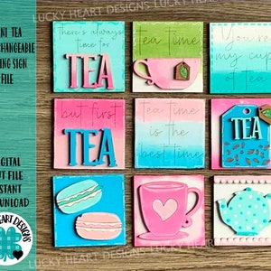 MINI Tea austauschbare schiefe Zeichen Datei SVG, Tiered Tray Glowforge, LuckyHeartDesignsCo